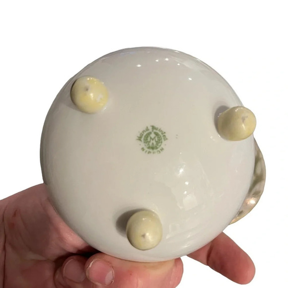 Nippon Hand Painted Floral Footed Bowl With Under Plate Vintage Gold Detail - Picture 3 of 9